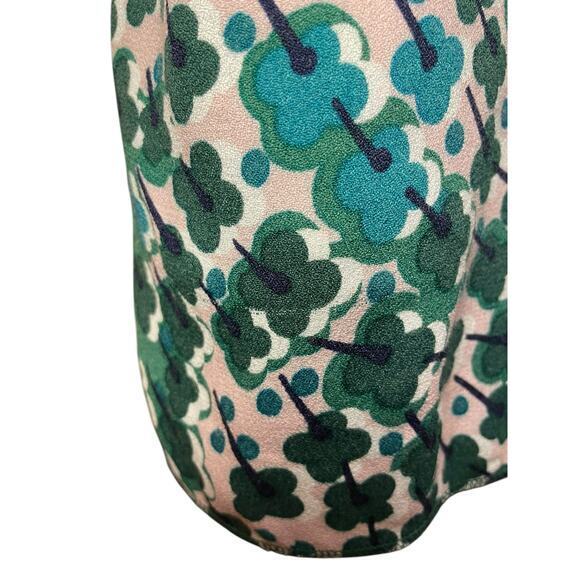 Boden Floral Kelly Green & Pink Four Leaf Clover Sheath Belted Tie Dress US 6R - Picture 14 of 16